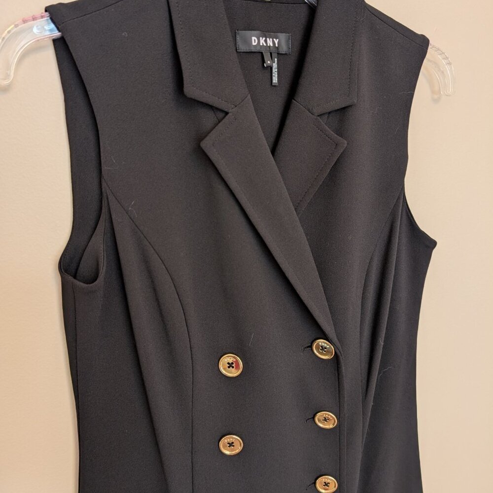 DKNY double-breasted mini dress 4 sleeveless blazer gold buttons EUC Y2K - Picture 2 of 10